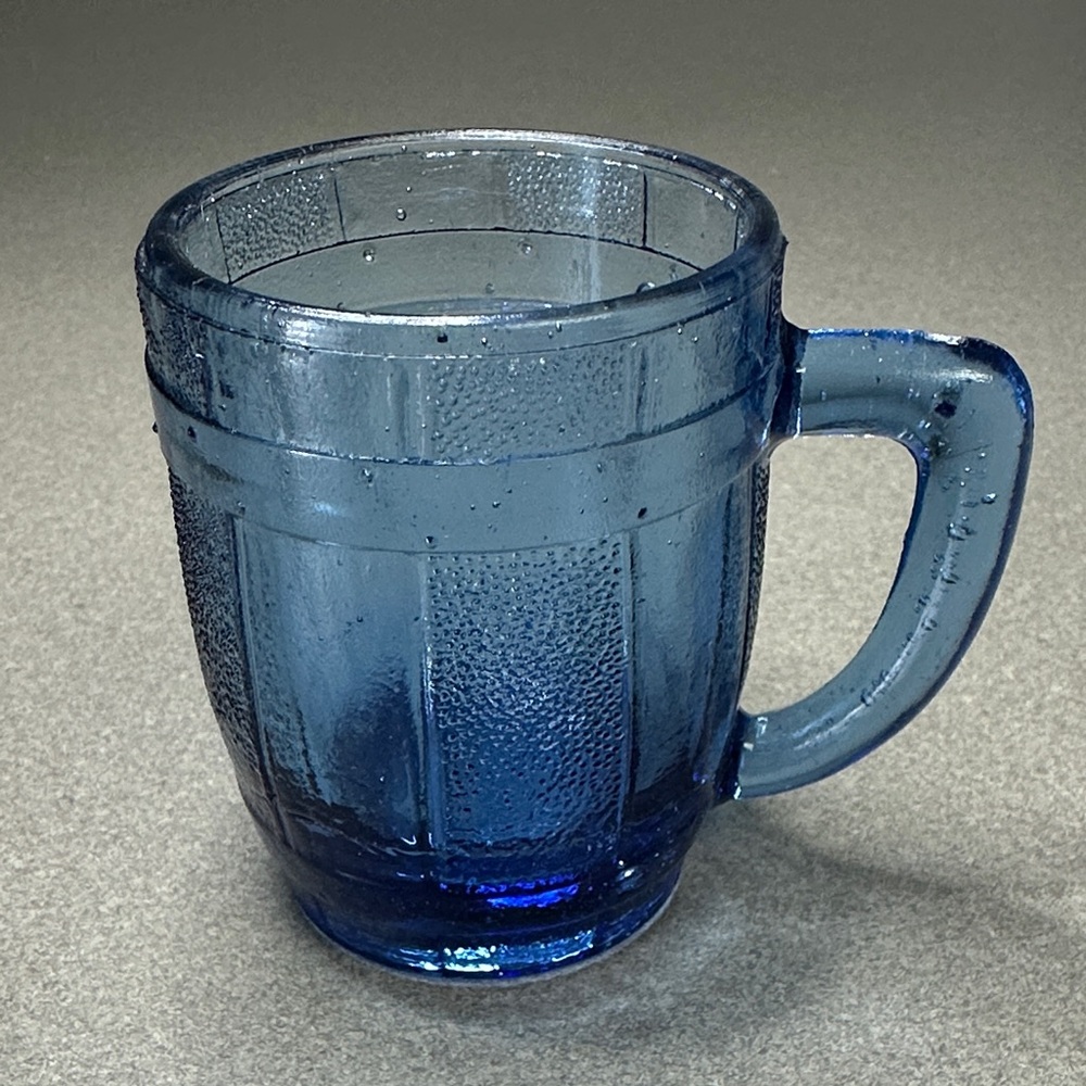 Deep Blue Glass Mug/ toothpick holder/ shotglass